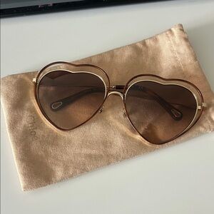 Chloe Poppy Heart-Shaped Brown Sunglasses with Brow Gradient Lenses